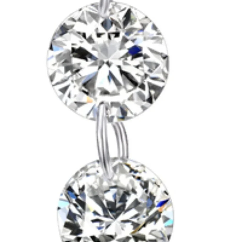 Necklace - Swarovski Crystal  - Triple Stones Drop Pendant, Rhodium Overlay, 18" - Picture 6 of 13